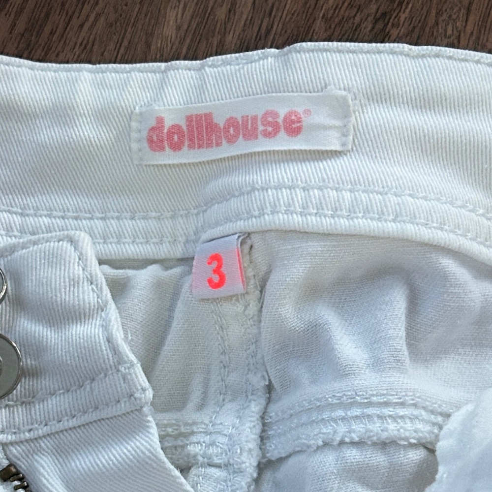 Y2K DOLLHOUSE Low Rise White Bootcut Flare Jeans 2000s Mall Preppy Indie Size 3 - Picture 2 of 13